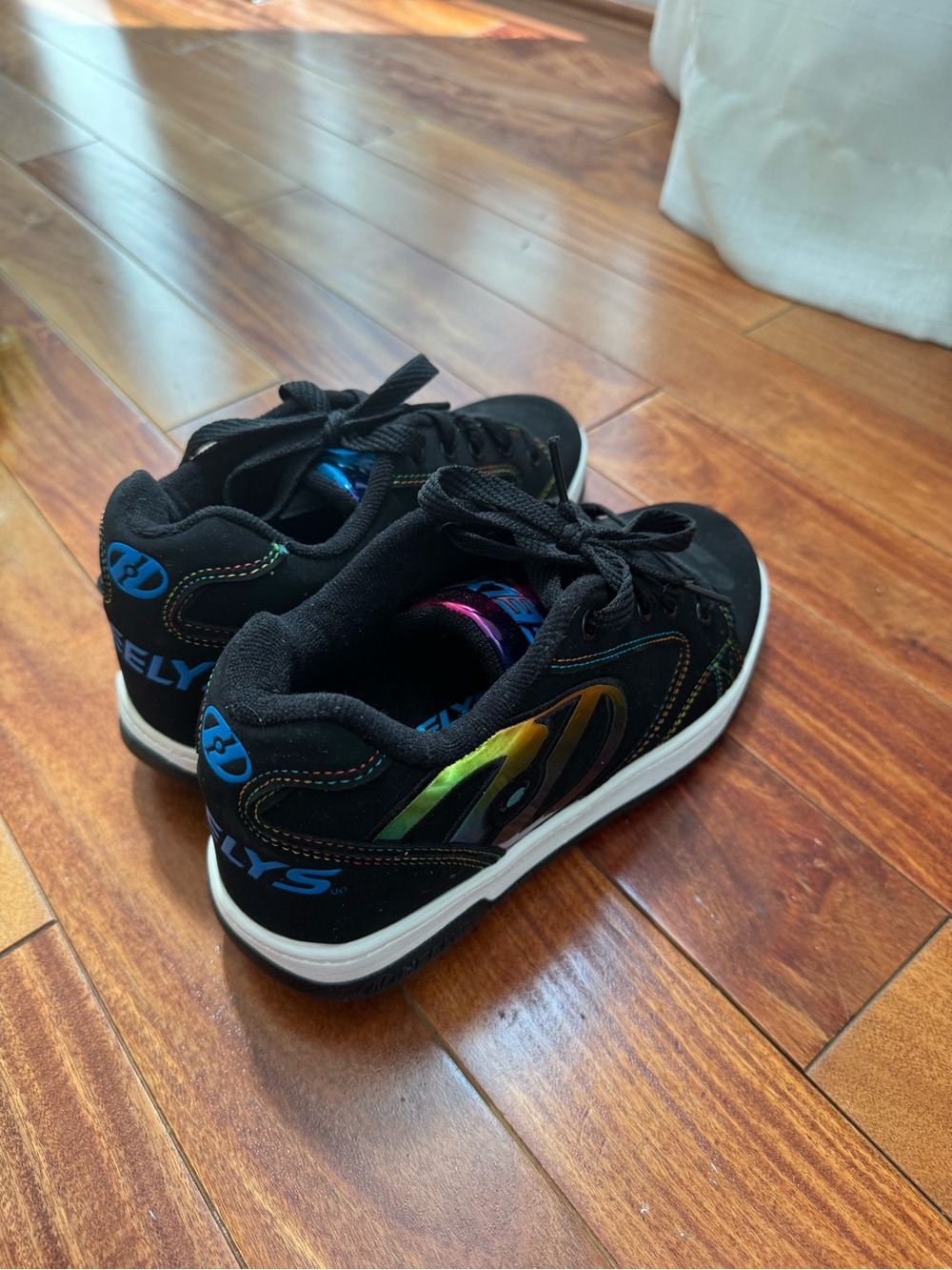 Heelys Kids Black Shoes with Iridescent Rainbow Accents